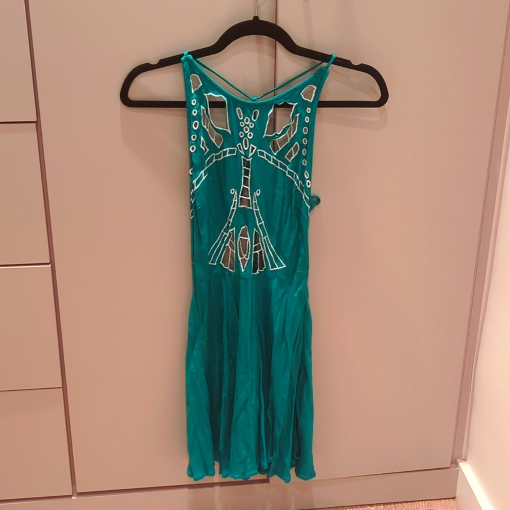 Nasty Gal Fun & Flirty Green Cutout Sexy Back Dress Sz XS